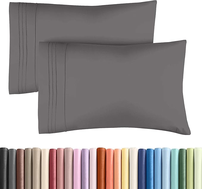 King Standard Pillow Cases Set of 2 - Soft Hotel Quality Pillowcase Covers - Comfy, Cozy & Fade Free - Wrinkle Resistant - Machine Washable Pillow Protectors - 2 Piece Set - King Standard Dark Grey