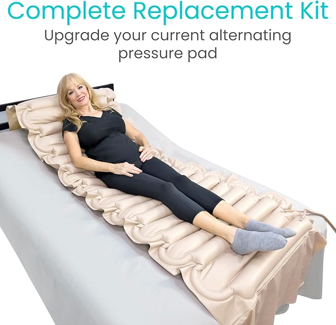 Vive Alternating Air Pressure Mattress Pad Replacement - The Original Bed Sore Prevention Solution - Hospital & Home Mattress Topper - Includes Waterproof Inflatable Ulcer Cushion Pad, Heat Resistant