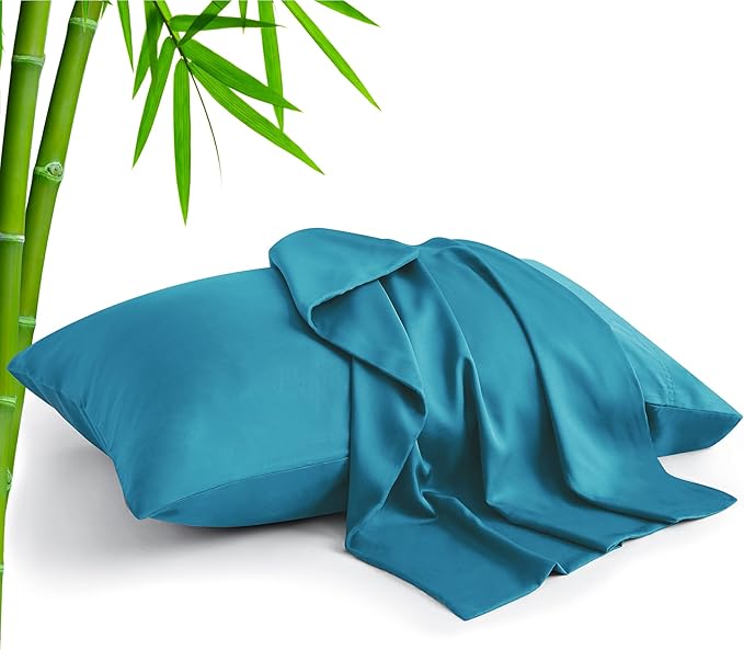 BEDELITE Pillow Cases Queen Size Set of 2, Rayon Derived from Bamboo, Cooling Pillow Cases for Hot Sleepers & Night Sweats, Breathable and Silky Soft Envelope Pillowcases(Teal, 20"x30")