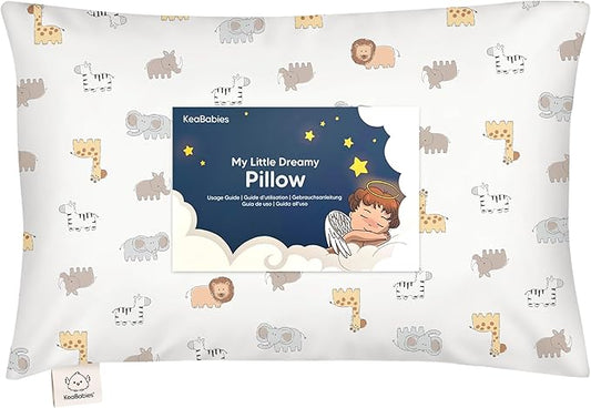 Toddler Pillow with Pillowcase - 13x18 My Little Dreamy Kids Travel Bed Pillows for Sleeping, Organic Cotton Small Pillowcase, Soft & Breathable, Machine Washable, Toddlers 2-5 years old (Safari Echo)