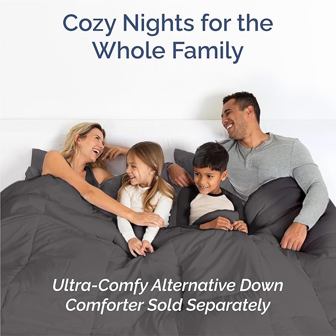 Split King 7 Piece Sheet Set - Comfy, Breathable & Cooling - Soft Hotel Luxury Bedding for Women, Men, Kids, Teens and Children - 1 Flat & 2 Fitted Sheets & 4 Pillowcases with Deep Pockets - Dark Grey