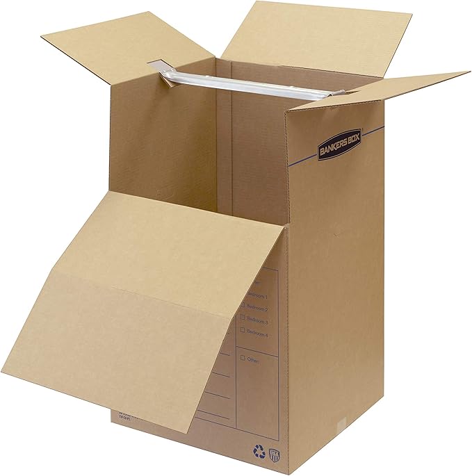 ‎Bankers Box Tall Wardrobe Box 3 Pack, 24-in x 24-in x 40-in (7711001)