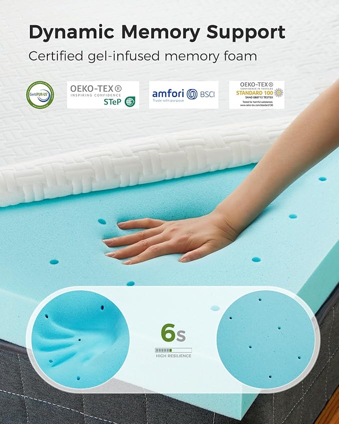 PERLECARE Full Size Mattress Topper - 4 Inch Cooling Memory Foam Mattress Pad Made with CertiPUR-US® Certified Foam, Bed Topper with Bamboo Cover,Removable & Washable & Non-Slip, Oeko-Tex Certified