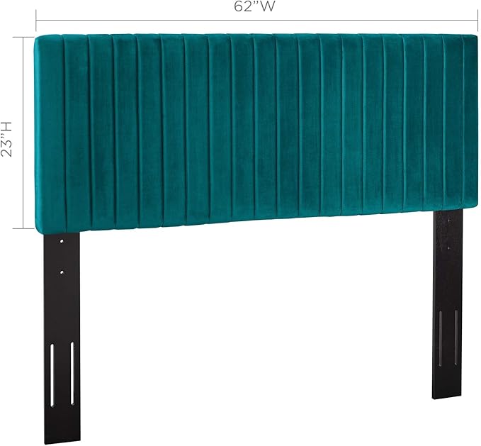 Modway Keira Channel Tufted Performance Velvet Upholstered Full / Queen Headboard in Teal