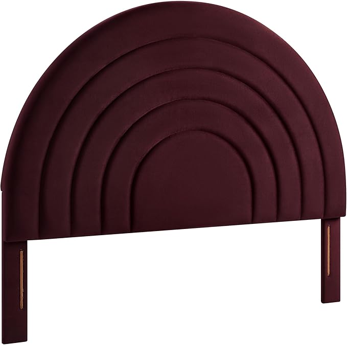 Modway Solana Soft Arch Shaped Round King Headboard in Mulberry – Upholstered Headboard – Stain-Resistant Performance Velvet Headboard for King Size Beds