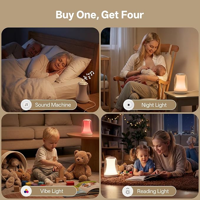 Hotmoon Sound Machine for Sleep Night Light, Lullight White Noise Sound Machine Baby Remote/Touch Control,27 Soothing Sounds Timer Sleep Machine Trainer for Adults Kids Nursery Lullaby Bedroom