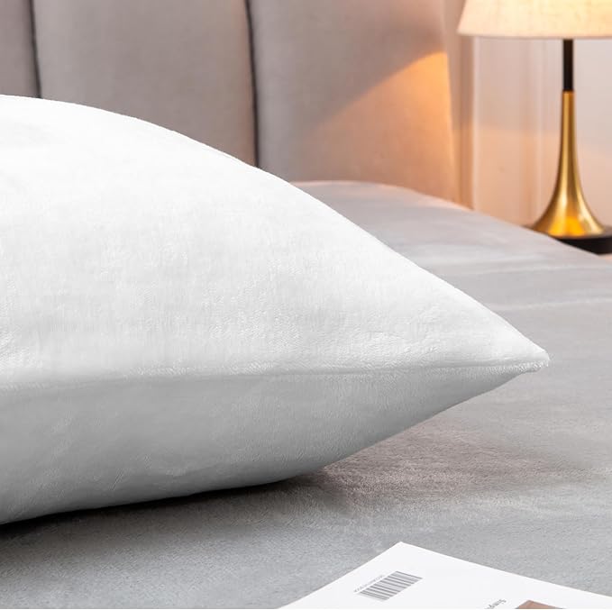 BEDELITE Body Pillow Cover with Zipper Closure, Super Soft and Cozy Fuzzy Fleece Pillowcase 20 x 54 Inches, Luxury Fluffy Plush Long Body Pillow Pillowcase for All Seasons(Bright White)