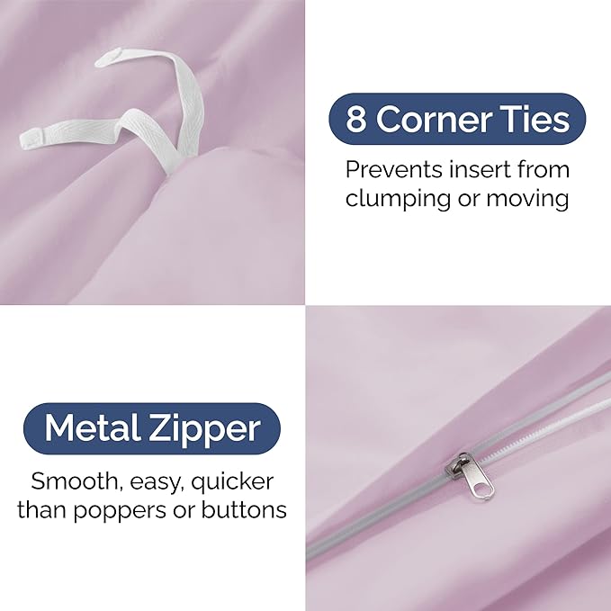 Duvet Cover Full Size Set - Extra Soft Full Duvet Cover 80" x 90" with 2 Pillow Shams - Hotel Luxury, Easy Care & Fade Free with Zipper Closures & Ties - Comfy, Cozy and Breathable (Light Lavender)