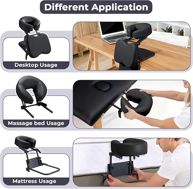 Udefineit 3 in 1 Multifunctional Portable Face Down Cradle Massage Kit for Desktop, Massage Bed & Home Mattress, Deluxe Adjustable Headrest Face Pillow Bracket for Office Sleeping Nap Rest