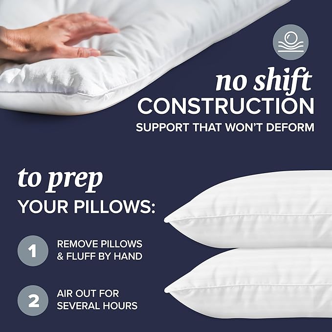 Beckham Hotel Collection Queen Size Pillows and Pillow Protectors - Sets of 2