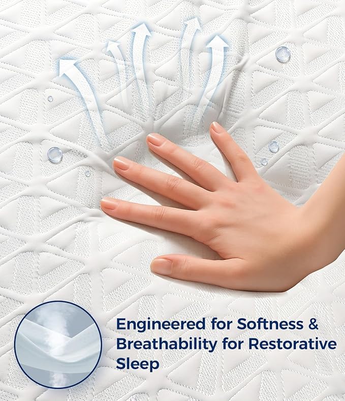 Waterproof Mattress Protector Twin Size, Soft Breathable Mattress Pad with Deep Pocket 8"-21", Noiseless 3D Air Fabric Cooling Mattress Cover for Bed, Machine Washable, White