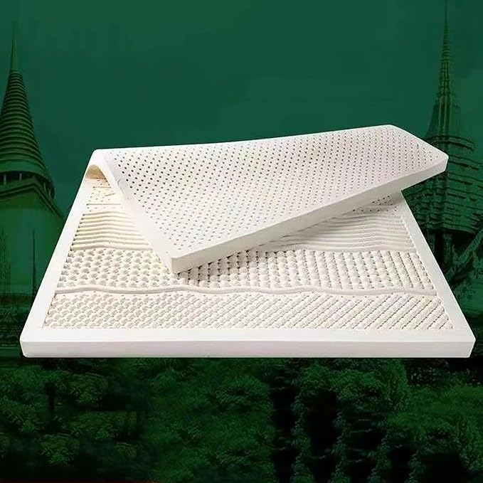 NaKeah Latex Mattress 100% Latex Medium Soft 5/7.5/10 cm Firmness 7 Zones Orthopaedic Mattress with Removable Cover,7.5cm,90x200cm