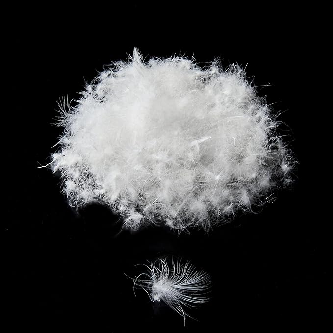 Bulk Goose Down Feather Stuffing & Fill – Hypoallergenic Pillow Filling, Repair, Restuff, Fluff for Couch Cushions, Comforters, Jackets50/50-1/2Lb DIY