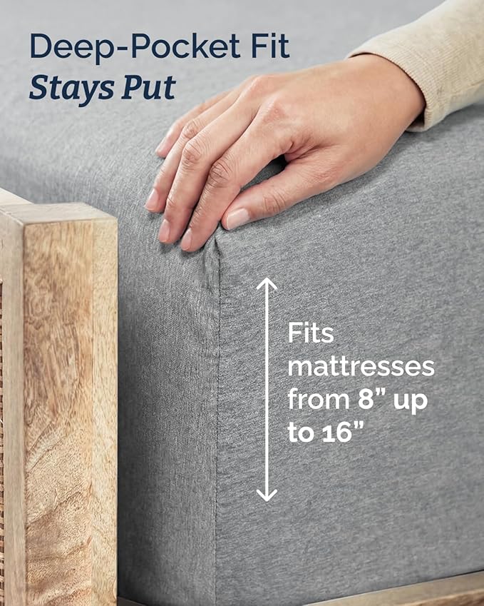 Twin 4 Piece Sheet Set - Comfy, Breathable & Cooling - Soft Hotel Luxury Bedding for Women, Men, Kids, Teens and Children - 1 Flat & 1 Fitted Sheet & 2 Pillowcases with Deep Pockets - Heathered Grey