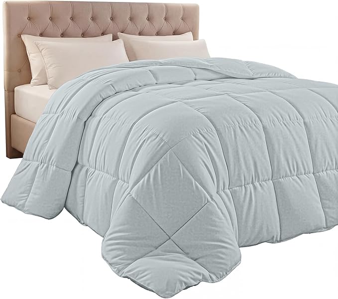 Utopia Bedding Twin Comforter Duvet Insert, Quilted Light Grey Comforter with Corner Tabs, Box Stitched Down Alternative Comforters Twin Size 64 x 88 inches