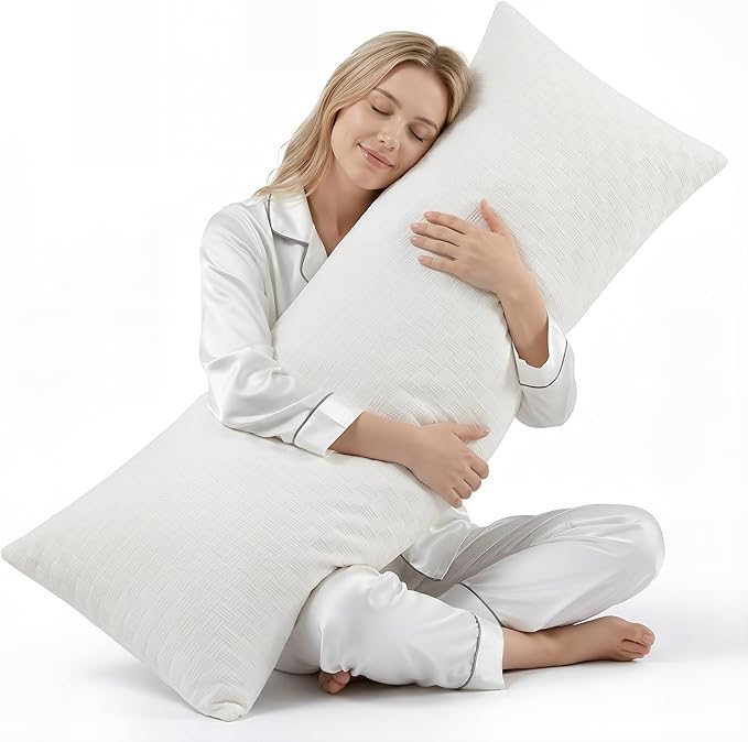 Oubonun Full Body Pillow for Adults, Soft and Fluffy Large Body Pillow for Sleeping, Premium Long Bed Pillow for Side Sleepers(20x54,Cream)