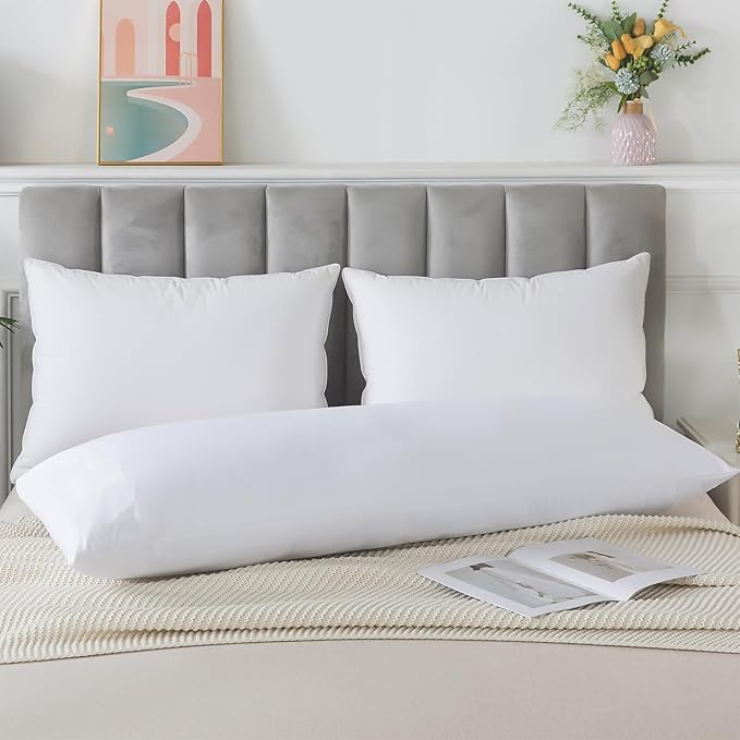 Memory Foam Body Pillow Insert, Soft Large Long Bed Pillow for Adults, Breathable Full Body Pillow, White