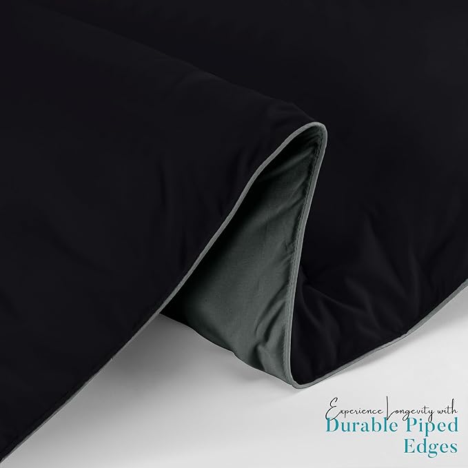 Utopia Bedding King Comforter Duvet Insert, Reversible Black/Grey Quilted Comforter with Corner Tabs, Box Stitched Down Alternative Comforters King Size 90 x 102 inches
