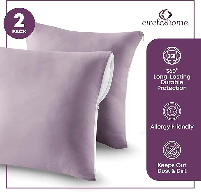 CIRCLESHOME Throw Pillow Protectors - 100% Cotton Breathable Pillowcases - 16 X 16 Square Pillowcases - Protects Pillows from Dirt, Dust and Debris (Square Pillow - 4 Pack- 16x16)