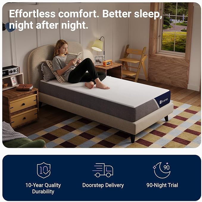 Avenco 8 Inch Queen Mattress with Open-Cell Foam for Breathable Comfort, Gel Memory Foam Queen Size Mattresses with Removable Cover, CertiPUR-US Certified Mattress in a Box