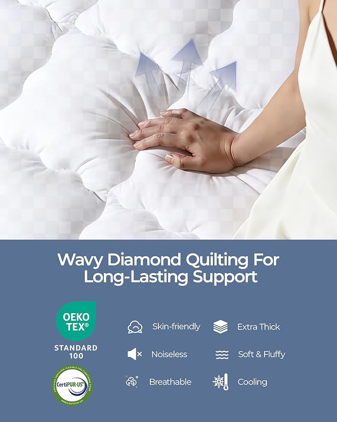 4 Inch Mattress Topper Twin Integrated Dual Layer, 2-in-1 Cooling Gel Memory Foam Pillow Top Mattress Topper for Back Pain, Twin Size Silver Ion Certified Mattress Pad