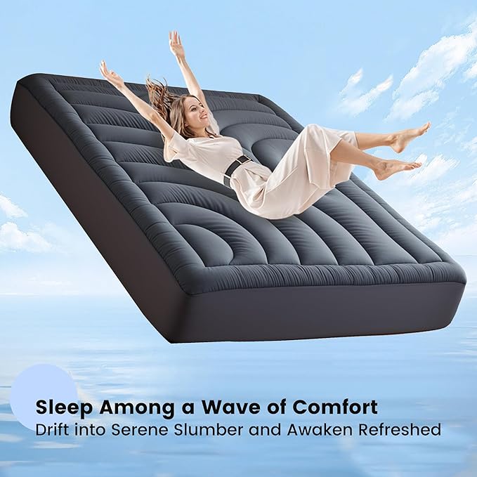 Waterproof Mattress Pad Full, Quilted Fitted Full Mattress Topper, Five-Layers Noiseless Mattress Protector Cover with 8"-21" Deep Pocket, Machine Washable, Grey, 54x75