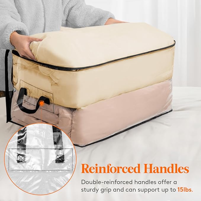 Lifewit 8 Pack Clear Clothes Storage Bags, 90L Plastic Blanket Vinyl Foldable Moving Bags with Zipper, Closet Organizers and Storage Containers for Bedding, Duvet, Pillow