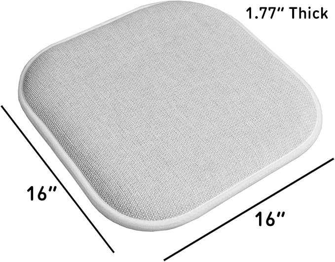 Sweet Home Collection Chair Cushion Memory Foam Pads Honeycomb Pattern Slip Non Skid Rubber Back Rounded Square 16" x 16" Seat Cover, 6 Pack, Alexis Gray/White