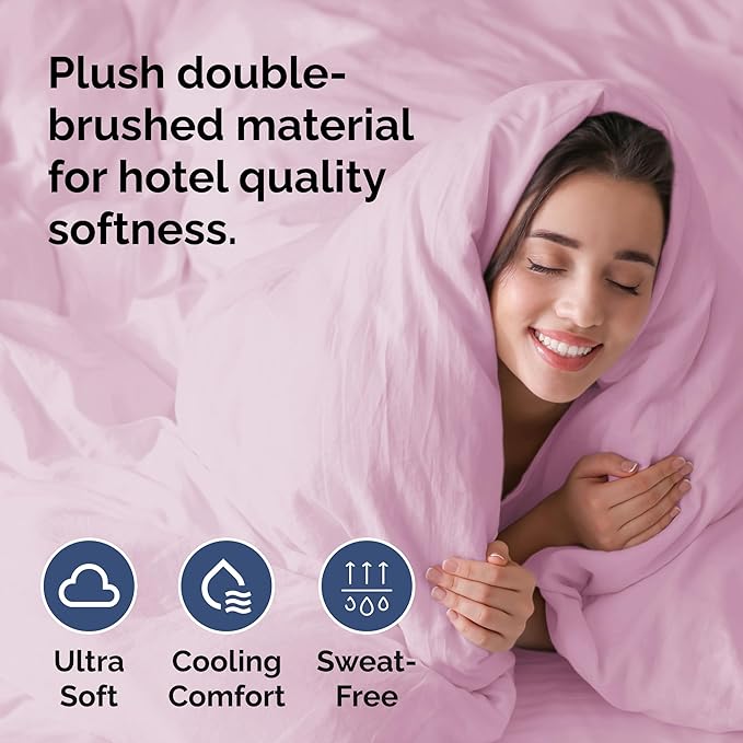 Duvet Cover Cal King Size Set - Extra Soft Cal King Duvet Cover 104" x 98" with 2 Pillow Shams - Hotel Luxury, Easy Care & Fade Free w/ Zipper Closures & Ties - Comfy, Cozy & Breathable (Light Pink)
