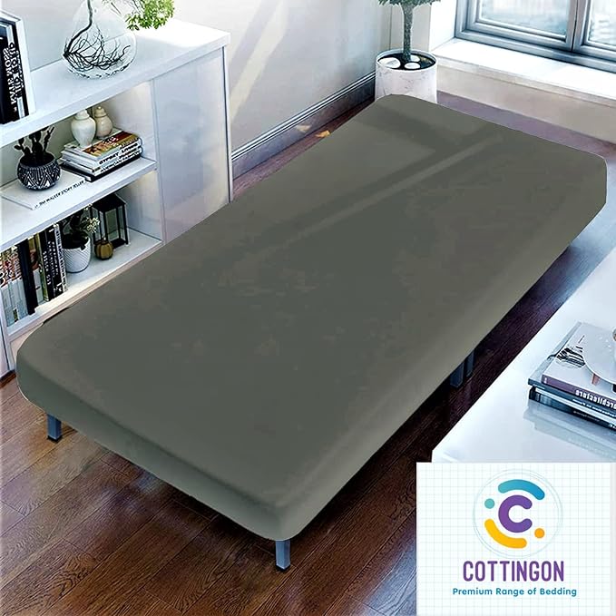 Cot Size 33" x 75" Fitted Sheet, 100% Egyptian Cotton, Perfect for Camp Bunk Beds/RVs/Guest Beds/Army Cots/Replacement Mattress (Dark Grey)