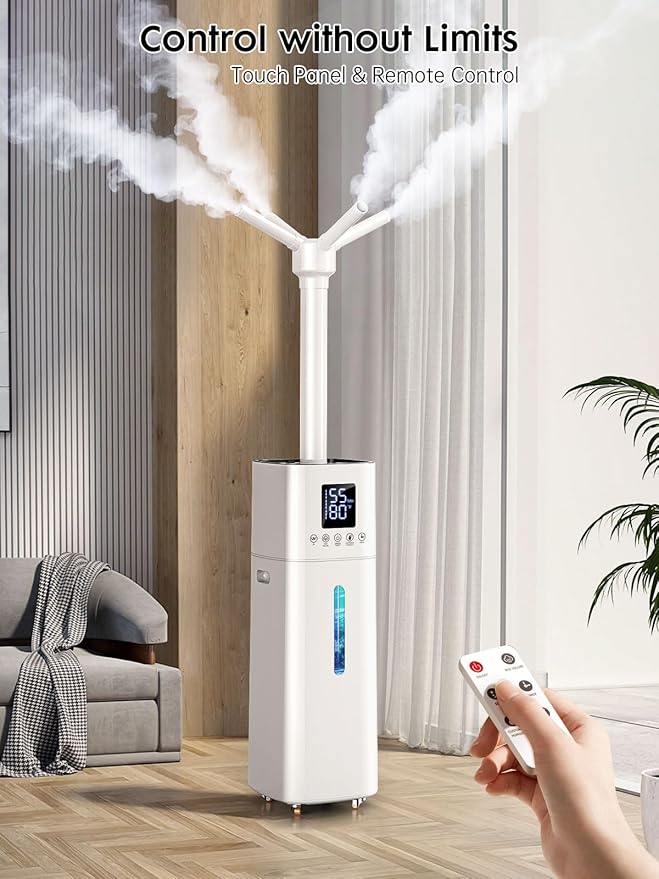 15L/4Gal Humidifier Large Room, 600mL/h Misting, 1200ft² Coverage, Auto Humidity Control, 72H Runtime, Top Fill, Aroma Diffuser, Sleep Mode, 12H Timer, Auto Shutoff Protection