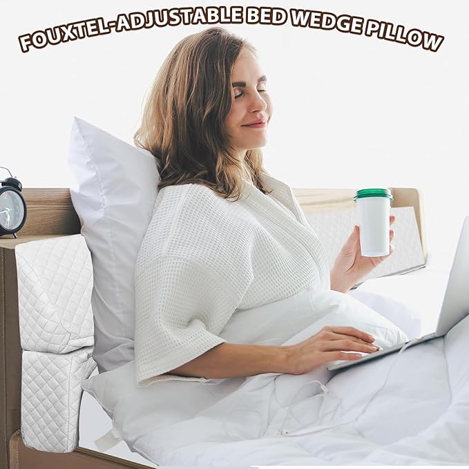 4 Modes Queen Size Pillow Wedge for Headboard Gap, Foldable Bed Wedge Pillow, Bed Gap Filler Fill The Gap (0-7"), Mattress Gap Filler Long Pillow Between Headboard and Mattress - White