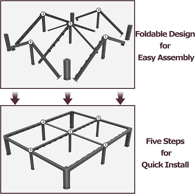 Bilily 10 Inch Low Bed Frame Full with Round Corner Legs,3500 LBS Heavy Duty Low Profile Full Size Bed Frame Metal Platform, No Box Spring Needed, Easy Assembly, Noise-free, Headboard Compatible,Black
