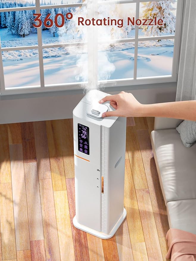 Humidifier with Warm & Cool Mist - 2.64Gal Top Fill, 500 sq ft Coverage, 60H Runtime, Remote, Humidity Control, Aroma Tray & Mood Light, Humidifier for Bedroom Home Office Plant