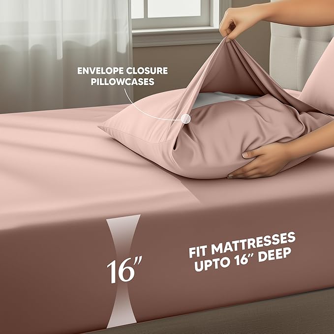 Utopia Bedding Queen Size Sheet Set – 4 Piece Bed Sheets, Soft and Breathable Microfiber, Includes 1 Fitted Sheet, 1 Flat Sheet and 2 Pillowcases – Oeko Tex (Blush Pink)