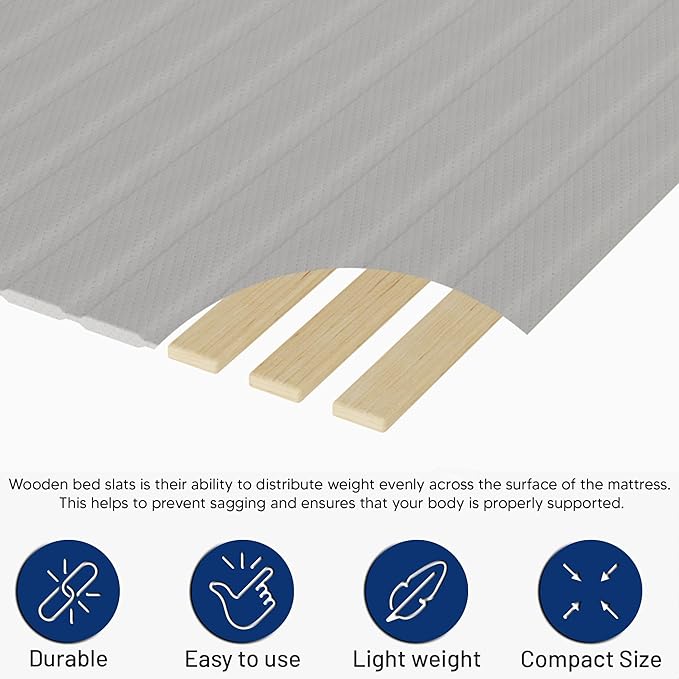 Greaton, 0.75-Inch Vertical Wooden Bunkie Board/Bed Slats, King, Grey