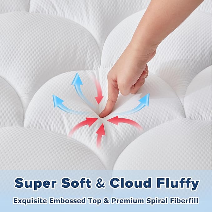 ELVEN HOME Queen Mattress Pad for Back & Hip Pain Relief, Pillow Top Cooling Bed Topper Quilted Fitted, Hotel Quality Deep Pocket Soft Queen Mattress Protector Cover Washable (60x80 inch, White)