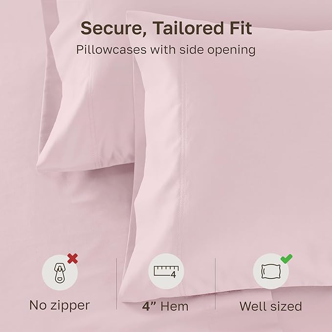 CALIFORNIA DESIGN DEN Luxuriously Soft Hotel Quality 600 Thread Count, 100% Cotton Set of 2 Cases, Crisp & Cool Pillow Case King Size Set of 2, Fits King Pillows (Blush Pink)