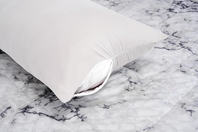 Best Season 100% Cotton Body Pillow Case Cover with Zipper Wrinkle-Free, 400 Thread Count Super Soft Pillowcase for Body Pillow, Breathable Long Pillow Protector 21"" x 54"" Light Grey