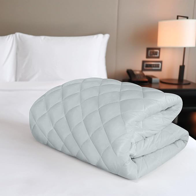 Utopia Bedding Quilted Fitted Mattress Pad, King Size, Elastic Fitted Mattress Topper Protector and Cover with Deep Pocket Stretches up to 16 Inches, Machine Washable (Light Grey)