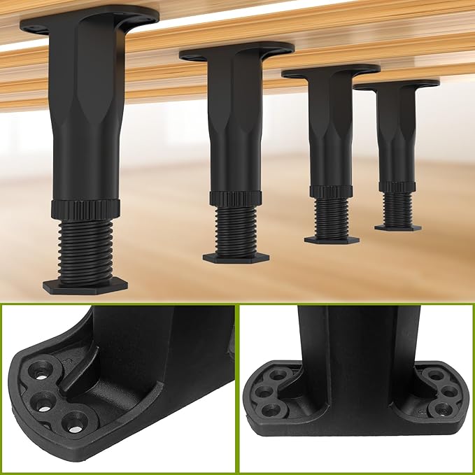 Yuleimy Adjustable Bed Center Support Legs (8.3"-14.5"), Heavy Duty Replacement Slat Legs for Queen & King Size Wooden Frame, Non-Scratch Floor Protection, 8-Pack