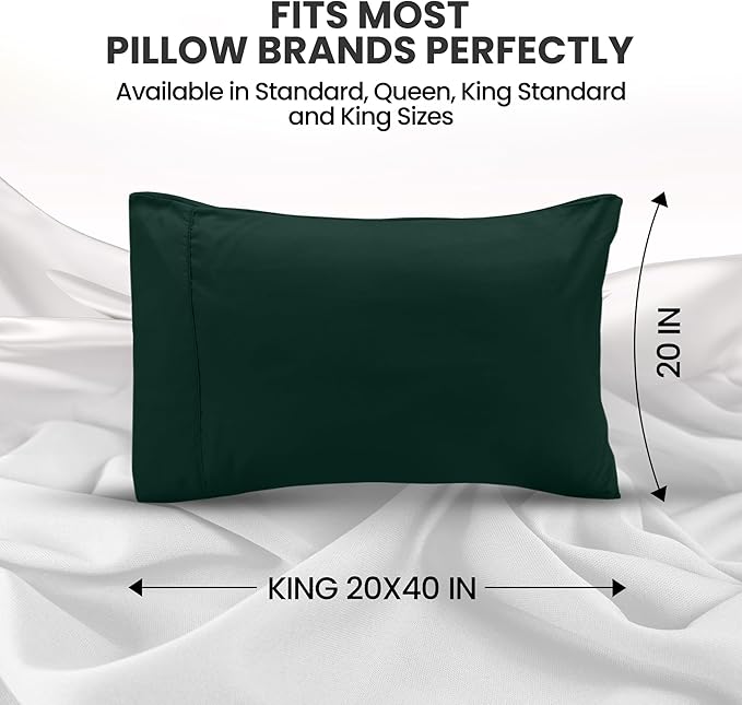 Utopia Bedding King Pillow Cases - 2 Pack - Envelope Closure - Soft Brushed Microfiber Fabric - Shrinkage and Fade Resistant Pillow Covers King Size 20 X 40 Inches (King, Emerald)