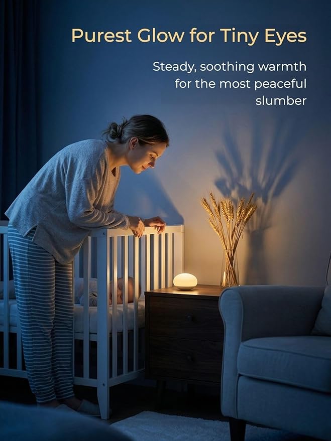EASZZZ Baby Night Light, Nursery Night Lamp for Breastfeeding, Soft BPA Free Silicone Touch Night Lamp, Eye Caring, Easy Flip Design, Stepless Dimming, 1-Pack