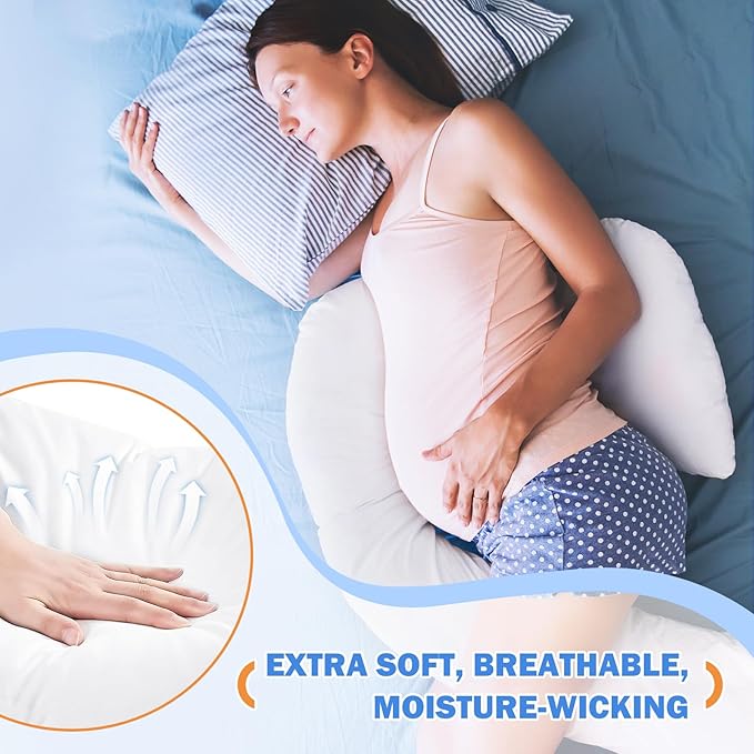 Pillowcase Compatible with J Shape Contourr Swan Body Pillow Original and Cool XL Sizes, Breathable and Soft Fabric, White, 1 Pack