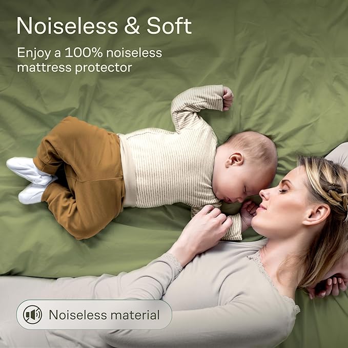 Side-Shield Waterproof Mattress Protector Twin - 6-21" Deep Pocket with Leak-Proof Edge Protection - Noiseless & Cooling Soft-Touch Viscose Made from Bamboo - Machine Washable (Green)