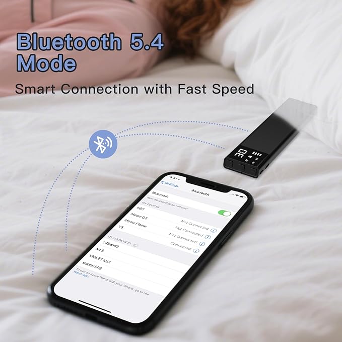 Under-Pillow Bone Conduction Sleep Speaker for Sleeping - Bluetooth White Noise Sound Machine with Display, 36 Sleep Sounds, Timer & TF Card Support | Ideal for Side Sleepers & Sleep Difficulties