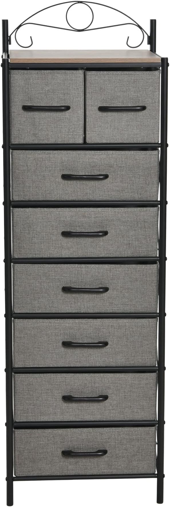Household Essentials Ashwood & Iron Eight-Drawer Dresser Tower