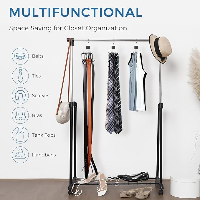 Belt Hanger, Belt Organizer for Closet 360° Rotatable Max 24 Belt Storage Space Saving Closet Organizers and Storage for Belt, Bra, Tank Top, Tie, Scarf, Purse 1Pcs