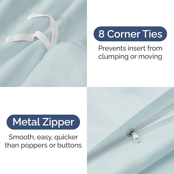Duvet Cover Cal King Size Set - Extra Soft Cal King Duvet Cover 104" x 98" with 2 Pillow Shams - Hotel Luxury, Easy Care & Fade Free with Zipper Closures & Ties - Comfy, Cozy & Breathable (Ice Blue)