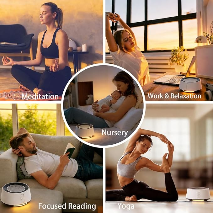 White Noise Machine with Night Light – 20 Soothing Sounds, 10 Color Lights, 5 Timer Settings & Memory Function, Portable Sleep Sound Machine for Baby Nursery, Kids & Adults,Wood